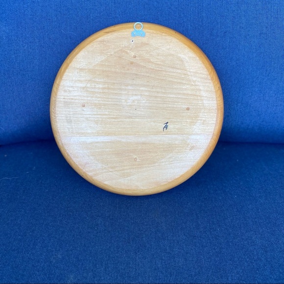 Vintage Folk Art Hand painted Wooden Plate Platter Wall Decor 12” Man Wo… - Picture 3 of 6